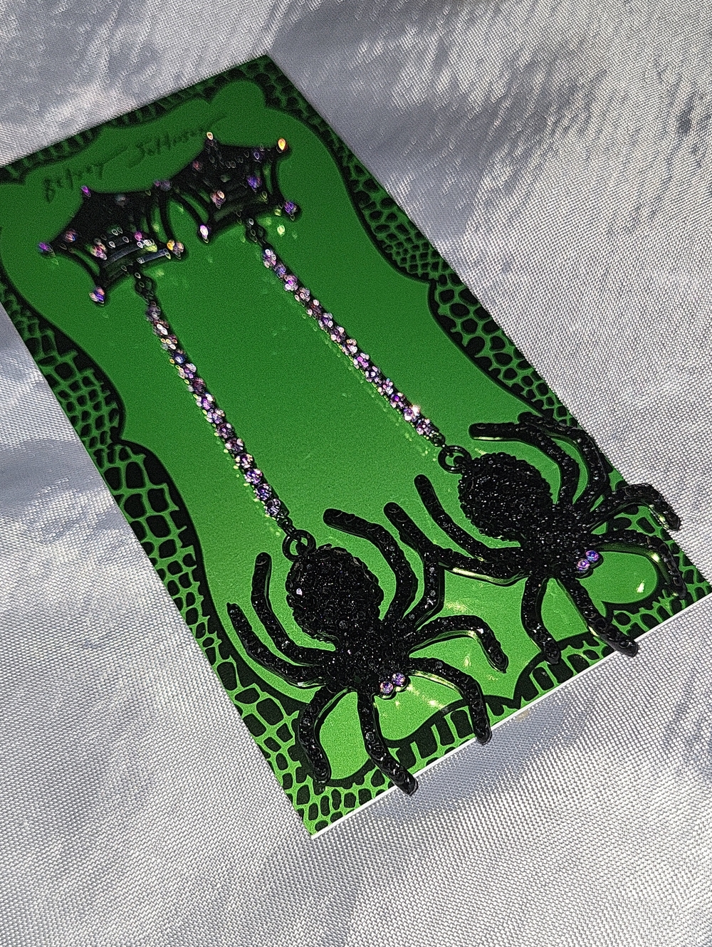 Betsey Johnson Gothic Spider Web Drop Earrings Ta